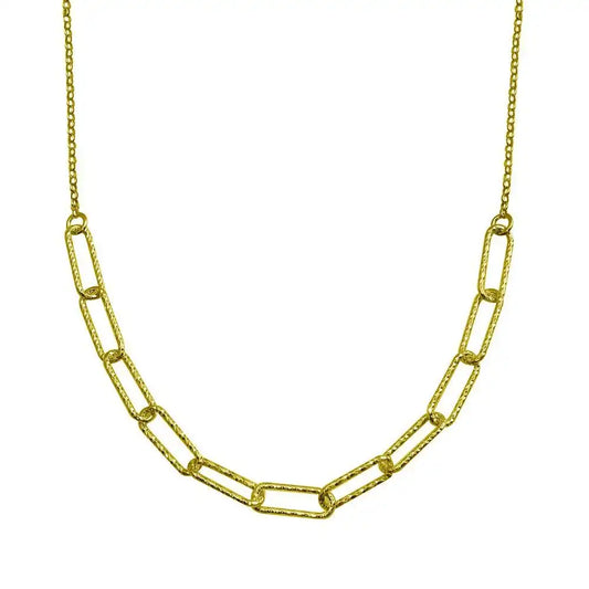 925 Sterling Silver Gold Plated Diamond Cut Link Chain Necklace