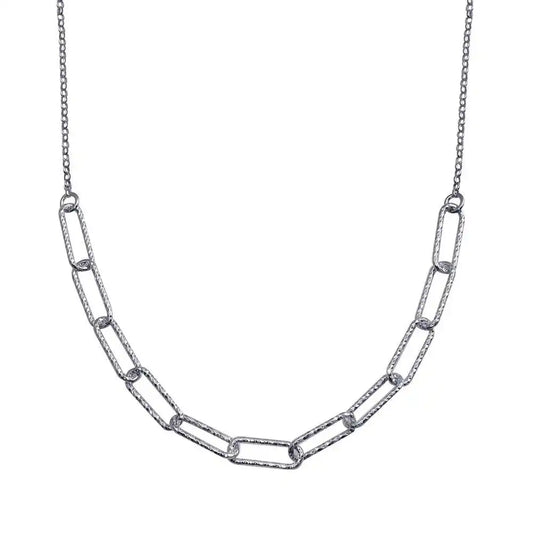 925 Sterling Silver Rhodium Plated Diamond Cut Link Chain Necklace
