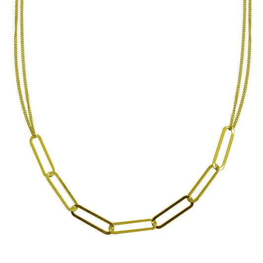 925 Sterling Silver Gold Plated Thin Curb Link Necklace