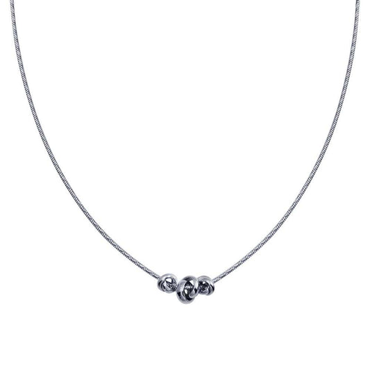 925 Sterling Silver Rhodium Plated DC Snake Chain Knot Charm Necklace