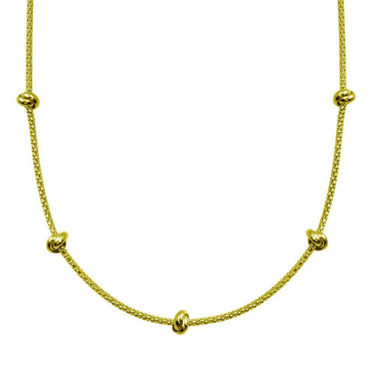 925 Sterling Silver Gold Plated Correana Chain 5 Knot Charm Necklace