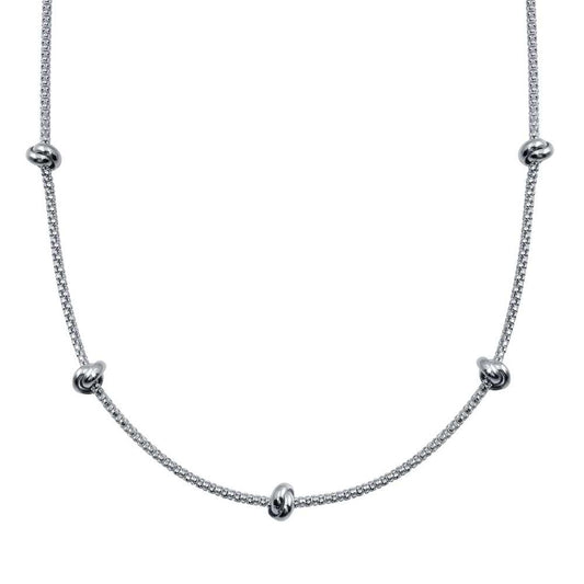925 Sterling Silver Rhodium Plated Correana 5 Knot Charm Necklace