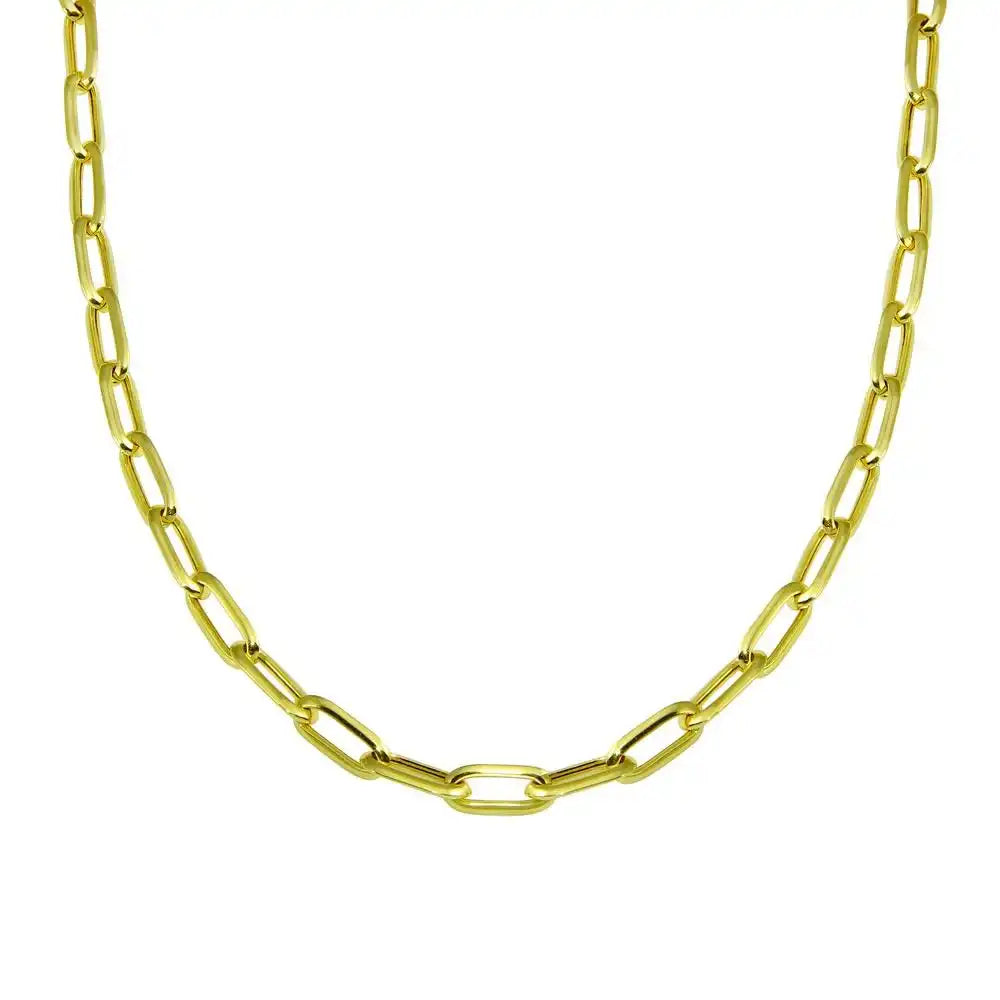 925 Sterling Silver Gold Plated Paperclip Chain Necklace