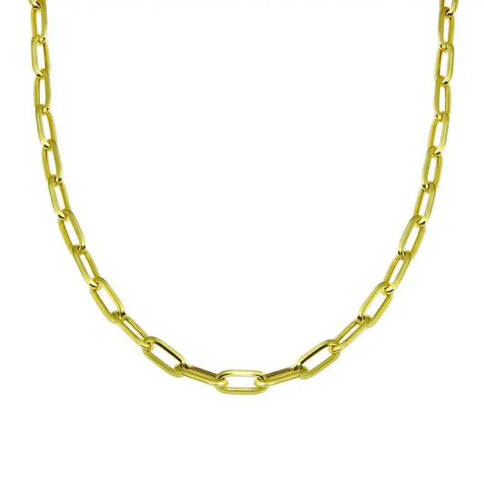 925 Sterling Silver Gold Plated Paperclip Chain Necklace