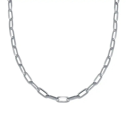 925 Sterling Silver Rhodium Plated Paperclip Chain Necklace
