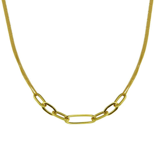 925 Sterling Silver Gold Plated Cuban Paperclip Chain Necklace