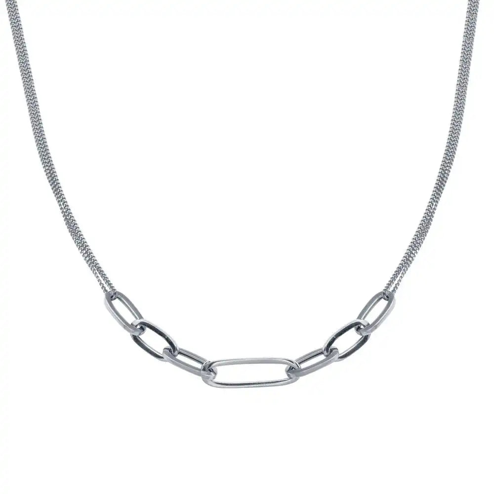 925 Sterling Silver Rhodium Plated Cuban Paperclip Chain Necklace