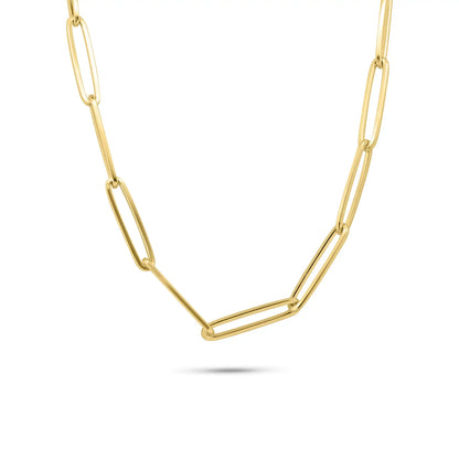 925 Sterling Silver Gold Plated Adjustable Long 5.5mm Paperclip Necklace