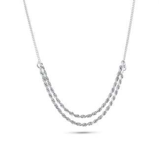 925 Sterling Silver Rhodium Plated Curb Strand 1.7mm Rope Adjustable Necklace