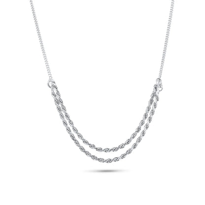 925 Sterling Silver Rhodium Plated Curb Strand 1.7mm Rope Adjustable Necklace