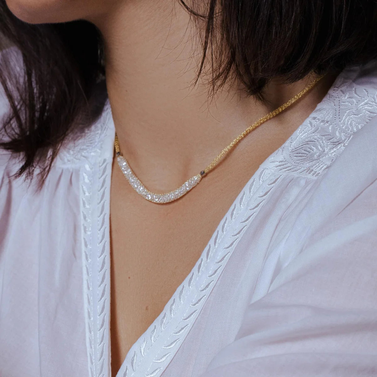 925 Sterling Silver Rhodium Plated Mesh Necklace Filled with CZ