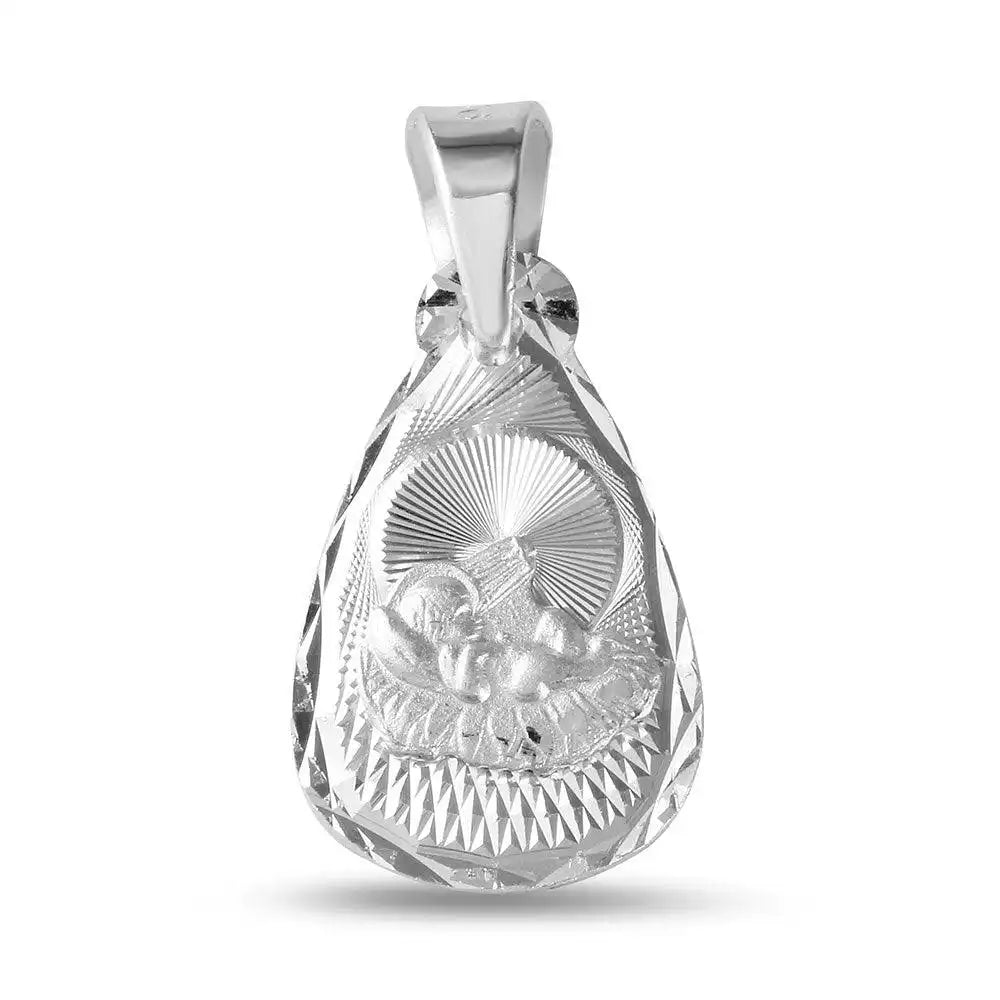 925 Sterling Silver High Polished Teardrop Shape DC Baptism Medallion
