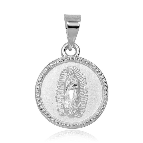 925 Sterling Silver High Polished Our Lady of Guadalupe Charm Pendant