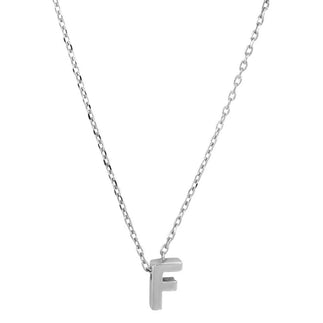 925 Sterling Silver Rhodium Plated Small Initial F Necklace