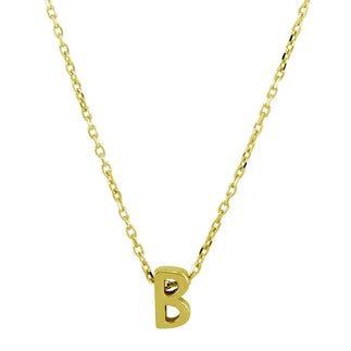 925 Sterling Silver Gold Plated Small Initial B Necklace