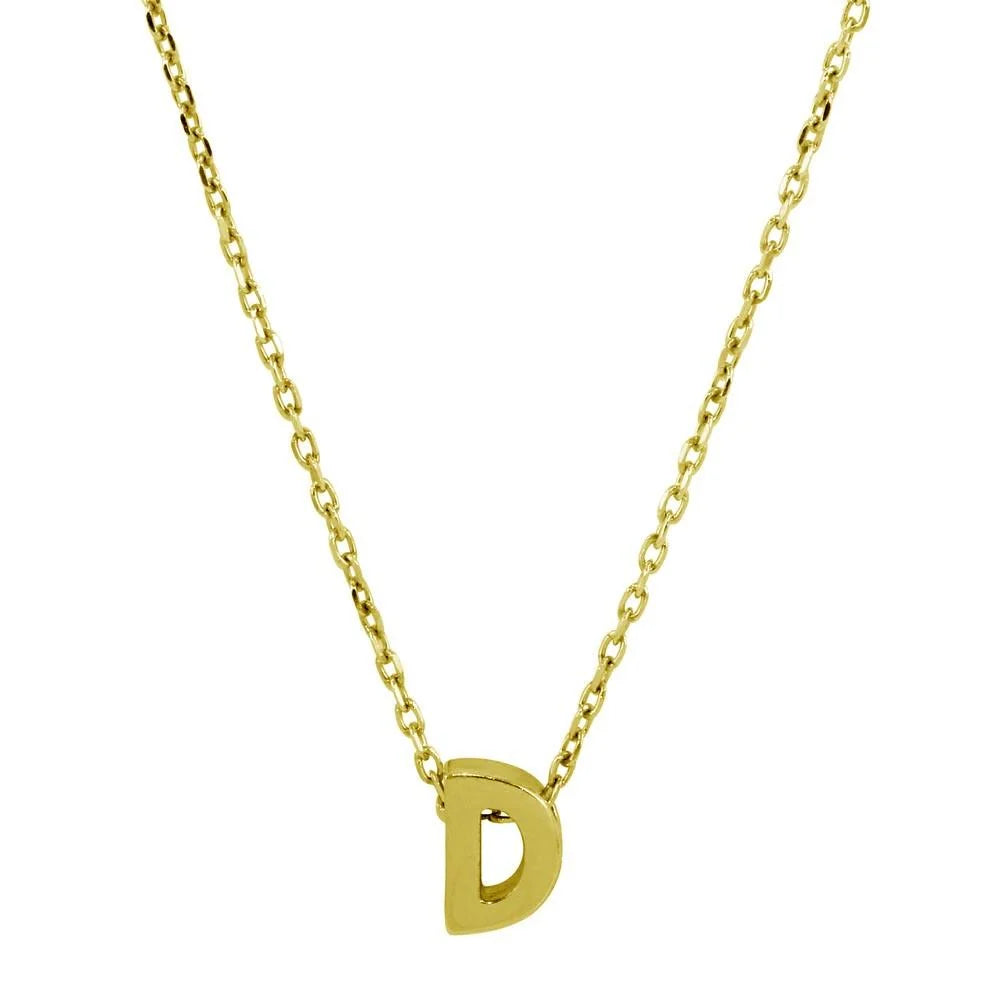 925 Sterling Silver Gold Plated Small Initial D Necklace
