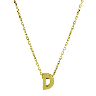 925 Sterling Silver Gold Plated Small Initial D Necklace
