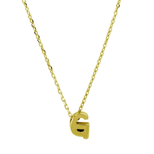 925 Sterling Silver Gold Plated Small Initial G Necklace