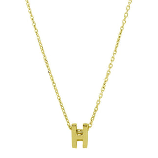 925 Sterling Silver Gold Plated Small Initial H Necklace