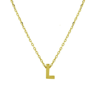 925 Sterling Silver Gold Plated Small Initial L Necklace