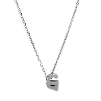925 Sterling Silver Rhodium Plated Initial G Necklace
