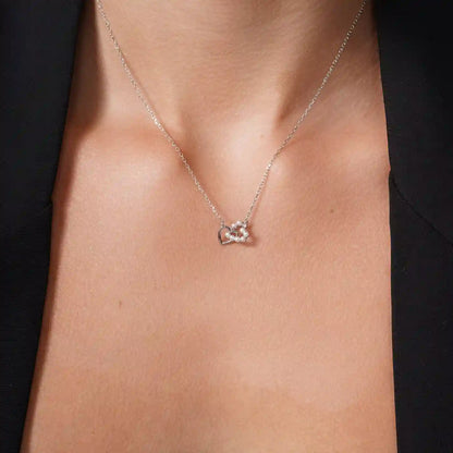 925 Sterling Silver Rhodium Plated Intertwined Synthetic Pearl Heart Adjustable Necklace