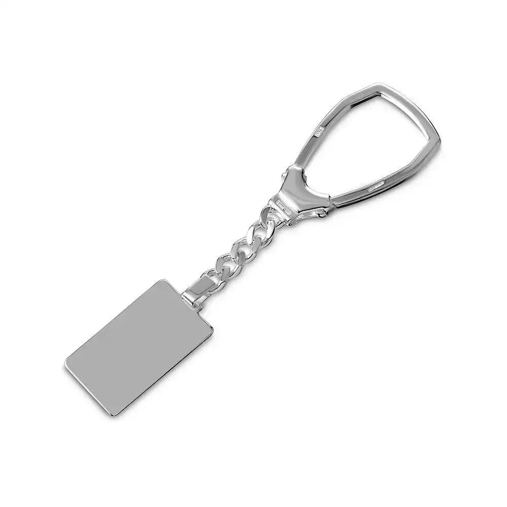 925 Sterling Silver High Polished Rectangle Key Chain