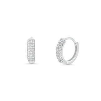 925 Sterling Silver Rhodium Plated 9mm Lab Grown Diamond Huggie Hoops Earrings