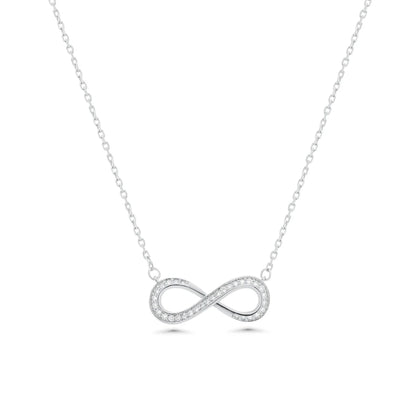 Lab Grown Diamond Rhodium Plated 925 Sterling Silver Infinity Necklace