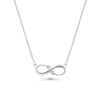925 Sterling Silver Rhodium Plated Lab Grown Diamond Infinity Necklace