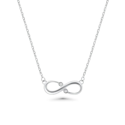 Lab Grown Diamond 925 Sterling Silver Rhodium Plated Infinity Necklace