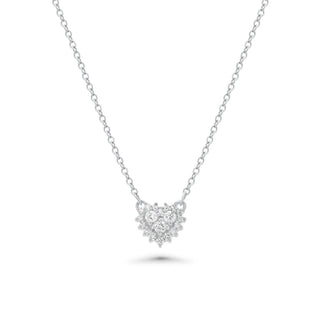 Lab Grown Diamond Rhodium Plated 925 Sterling Silver Encrusted Heart Pendant Necklace