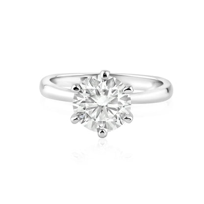 925 Sterling Silver Rhodium Plated 5mm Round Lab Grown Diamond on Solitaire Engagement Ring