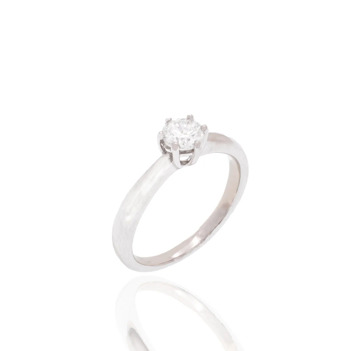 925 Sterling Silver Rhodium Plated 5mm Round Lab Grown Diamond on Solitaire Engagement Ring