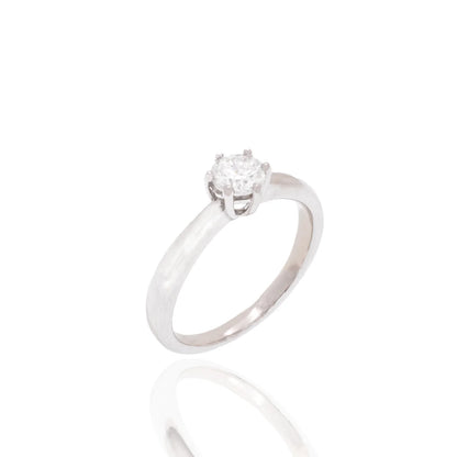 925 Sterling Silver Rhodium Plated 5mm Round Lab Grown Diamond on Solitaire Engagement Ring