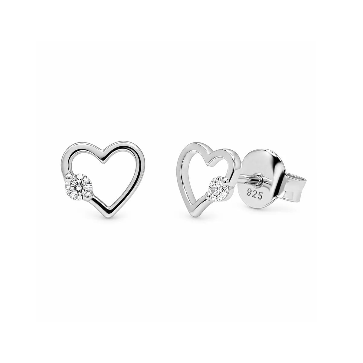 Lab Grown Diamonds Rhodium Plated 925 Sterling Silver Open Heart Earring
