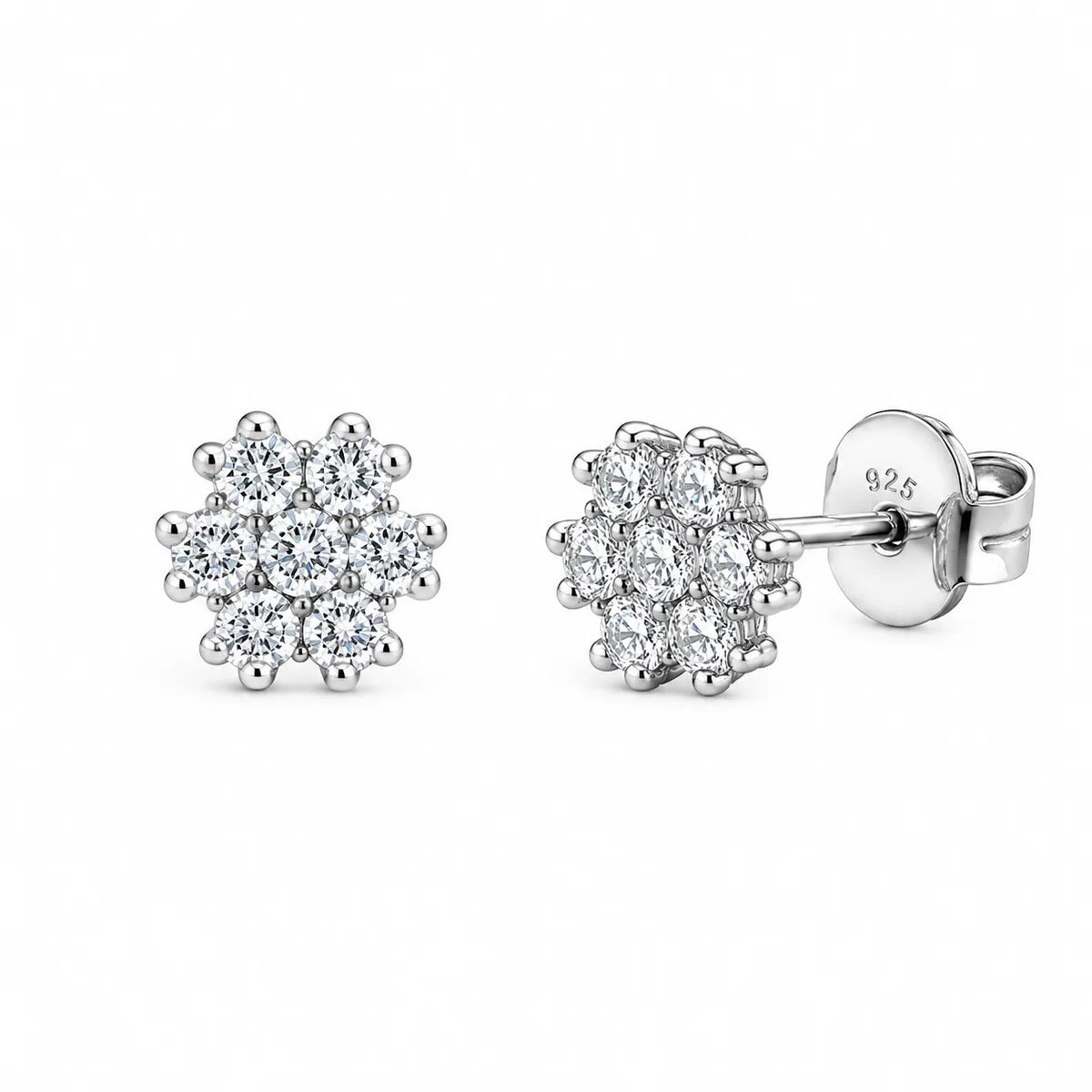 Lab Grown Diamonds 925 Sterling Silver Rhodium Plated Nova Stud Earring