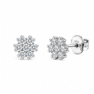 Lab Grown Diamonds 925 Sterling Silver Rhodium Plated Nova Stud Earring