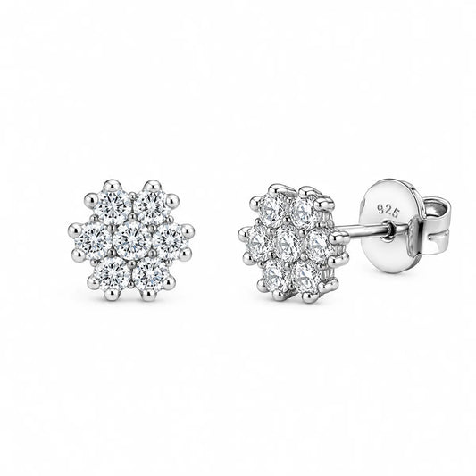 Lab Grown Diamonds 925 Sterling Silver Rhodium Plated Nova Stud Earring