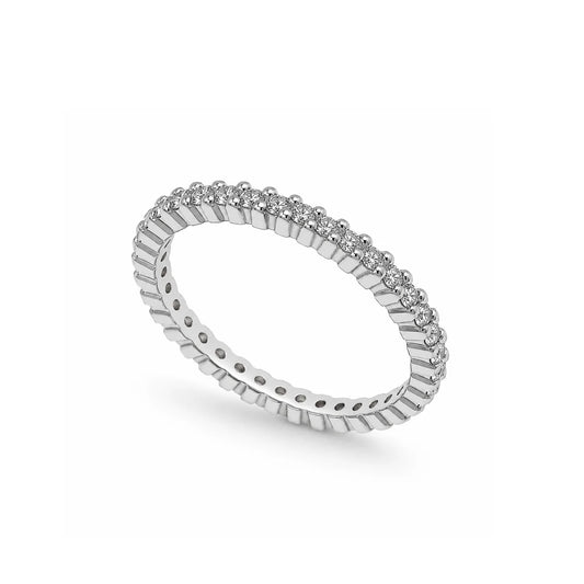925 Sterling Silver Rhodium Plated Lab Grown Diamond Eternity Band Ring
