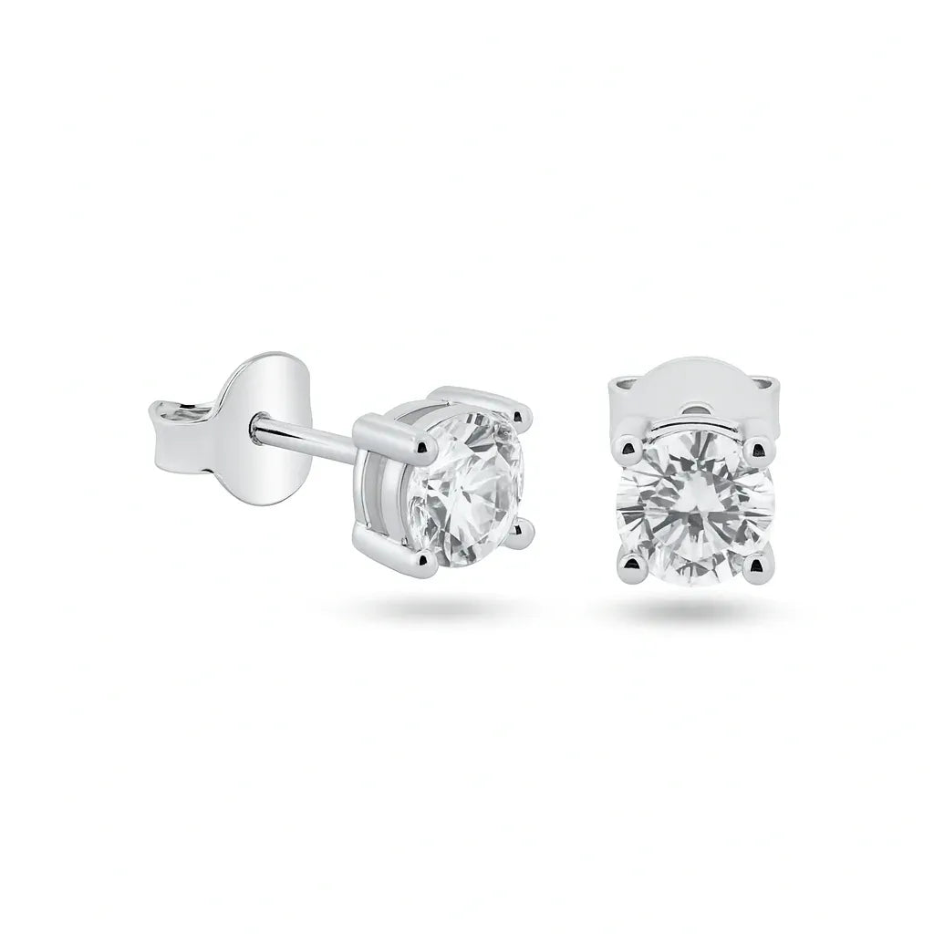925 Sterling Silver Moissanite 5mm Round Push Back Earring