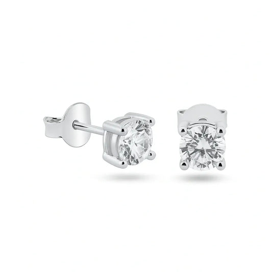 925 Sterling Silver Moissanite 5mm Round Push Back Earring