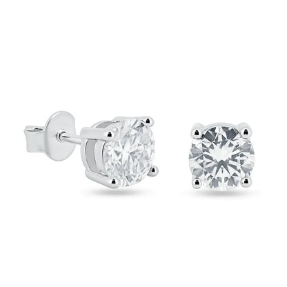 925 Sterling Silver Moissanite 6.5mm Round Push Back Earring