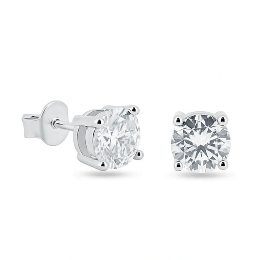 925 Sterling Silver Moissanite 6.5mm Round Push Back Earring