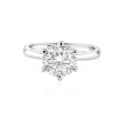 925 Sterling Silver Rhodium Plated 2 Carat Moissanite Ring