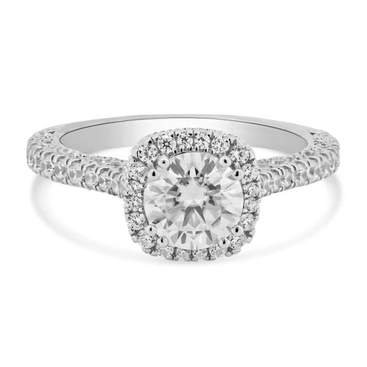 925 Sterling Silver Rhodium Plated 1 Carat Moissanite Stones with CZ Engagement Ring