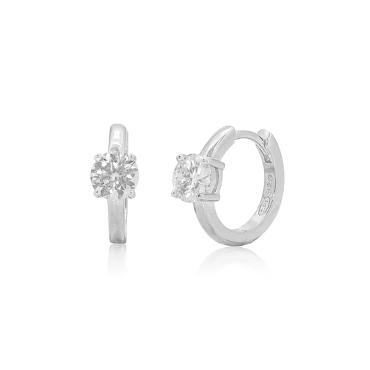925 Sterling Silver Rhodium Plated Moissanite Hoop Earring