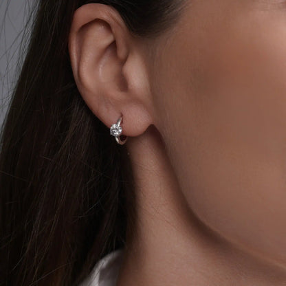 925 Sterling Silver Rhodium Plated Moissanite Hoop Earring
