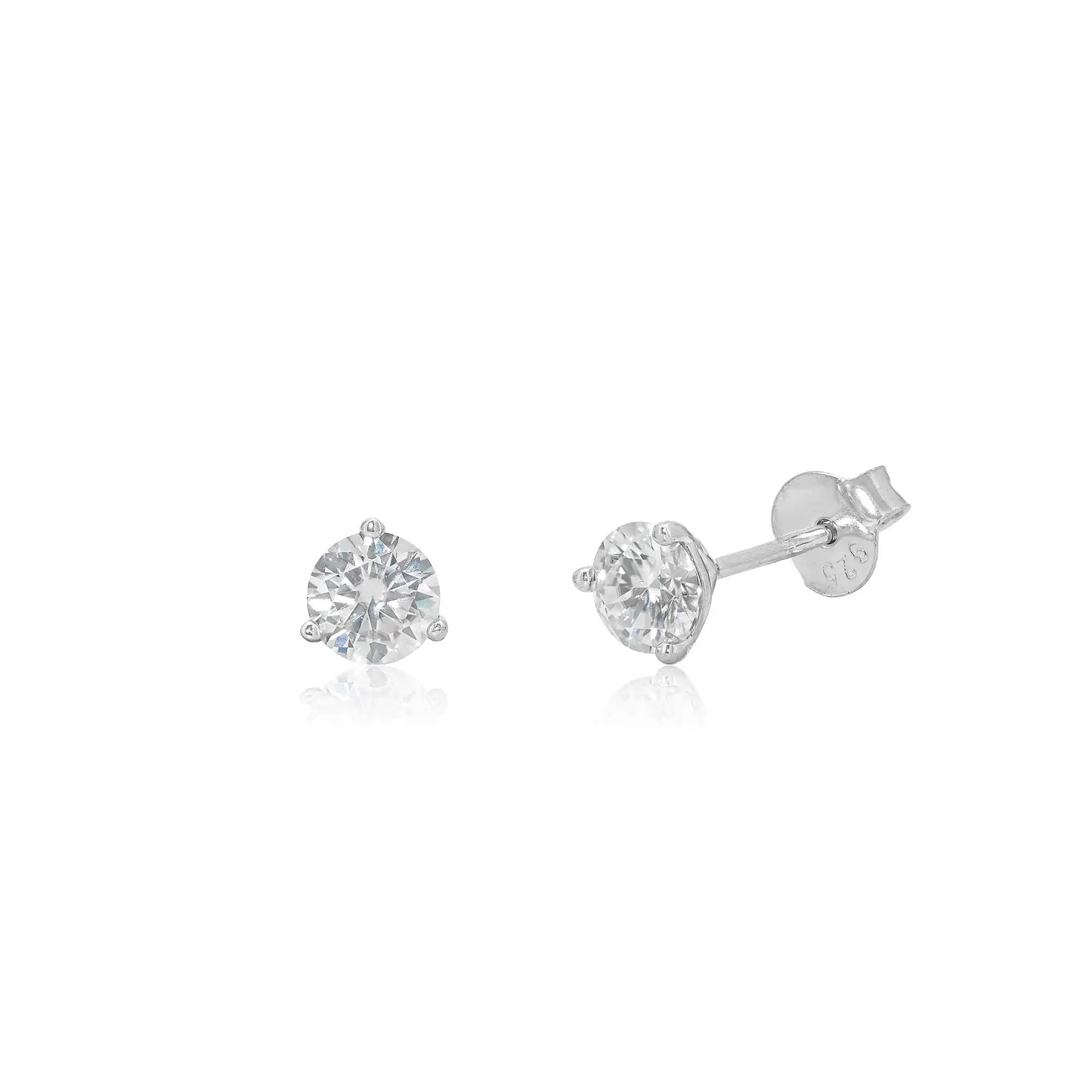925 Sterling Silver Rhodium Plated Round Moissanite Studded 5.5mm Stud Earring