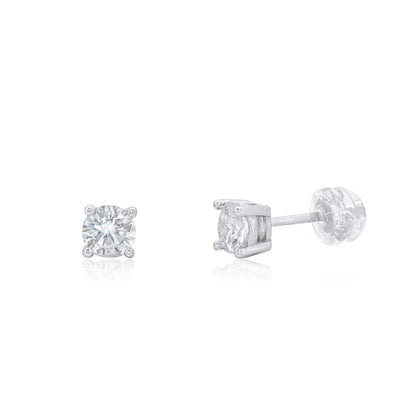 925 Sterling Silver Rhodium Plated Round Moissanite Studded 5mm Stud Earring